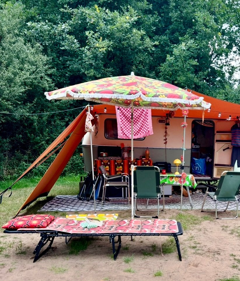 Originele 70’s vintage parasol, Tuin en Terras, Ophalen, Gebruikt, 2 tot 3 meter, Stokparasol