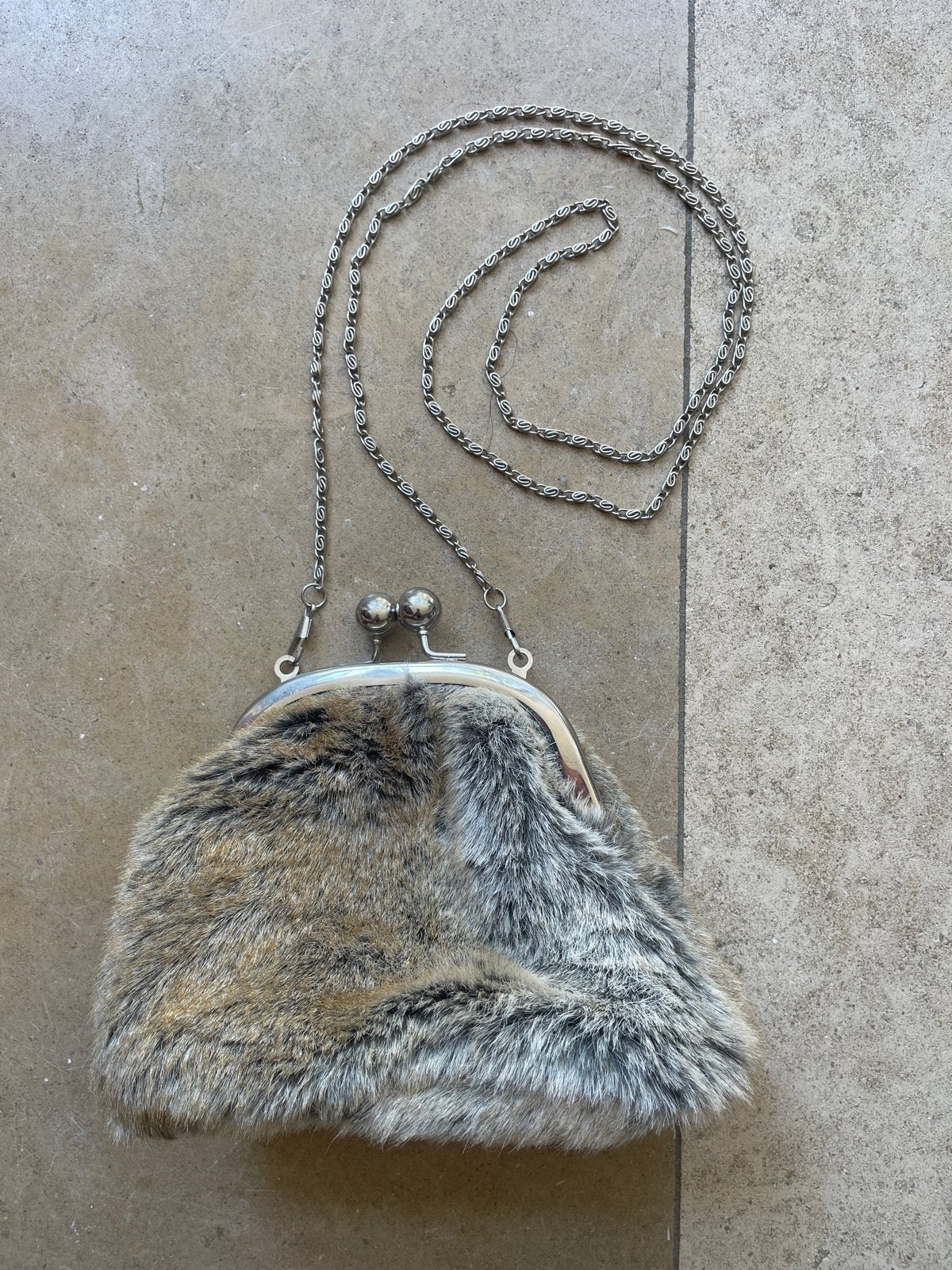 Retro V&D vintage faux bont handtasje, Ophalen of Verzenden, Gebruikt, Bruin, Handtas