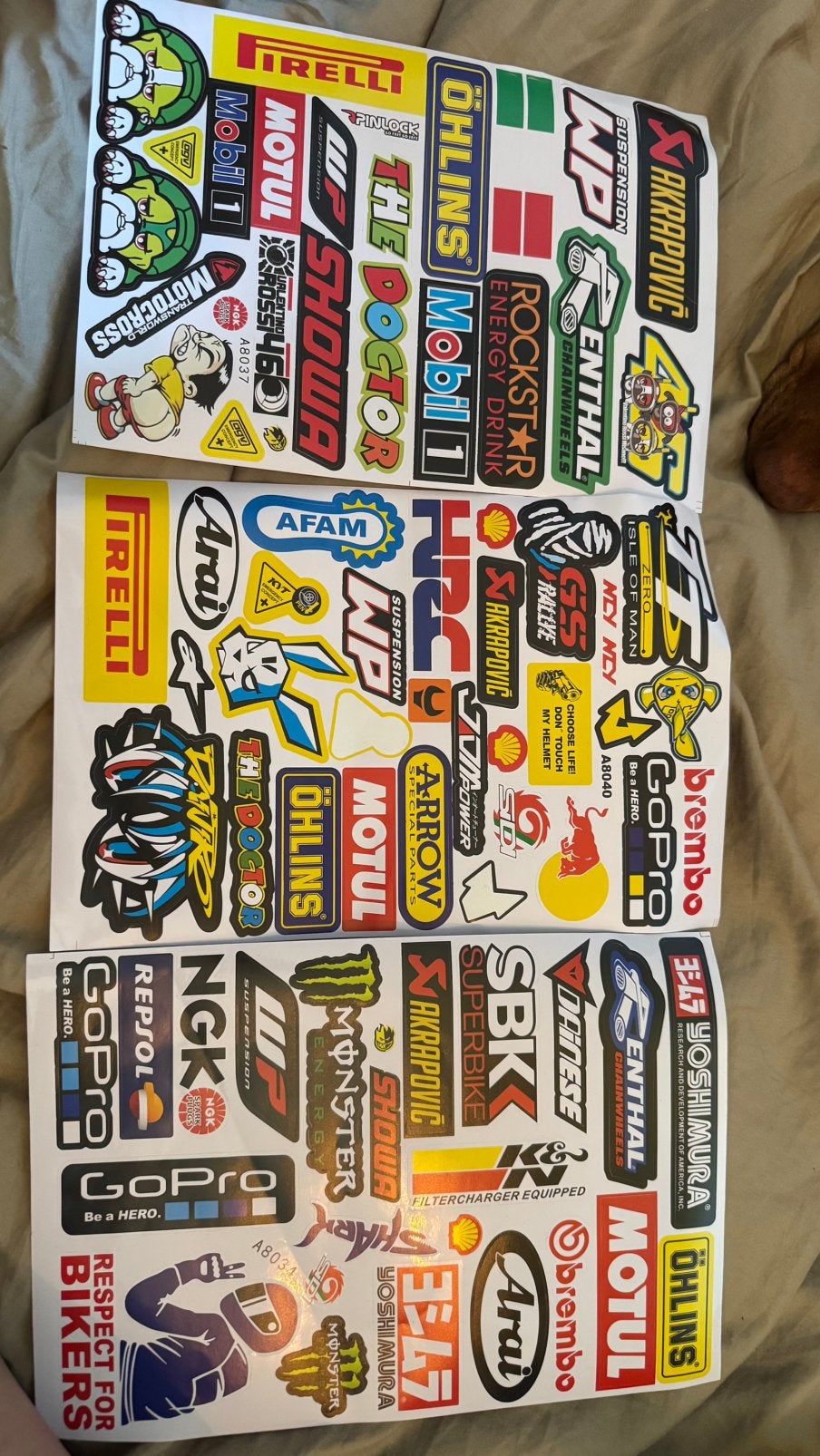 3 vellen motorsport stickers, Verzenden, Nieuw, Meerdere stickers