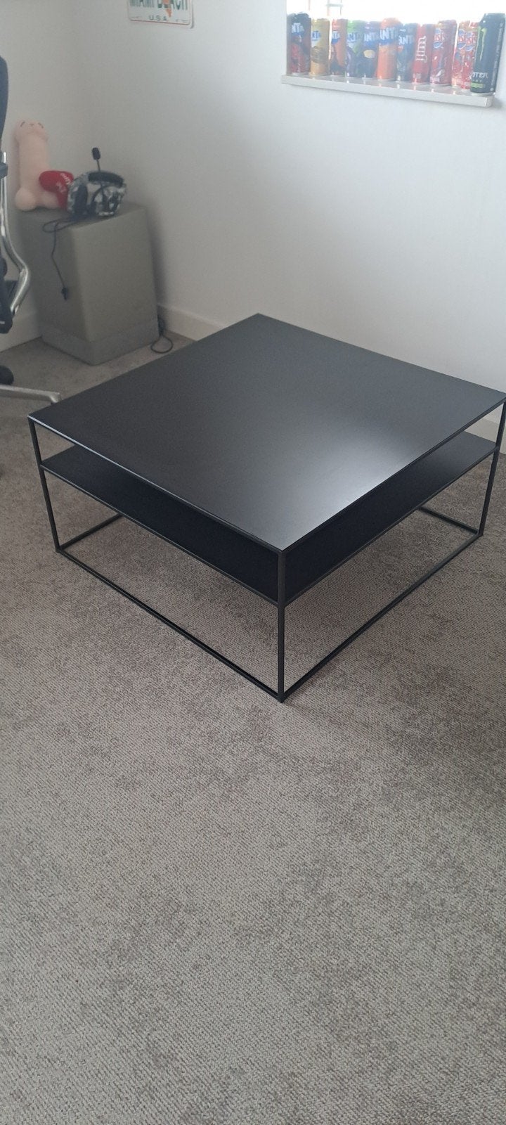 Zwarte Salontafel met twee niveaus, Ophalen, Gebruikt, 50 tot 100 cm, Modern, Industrieel