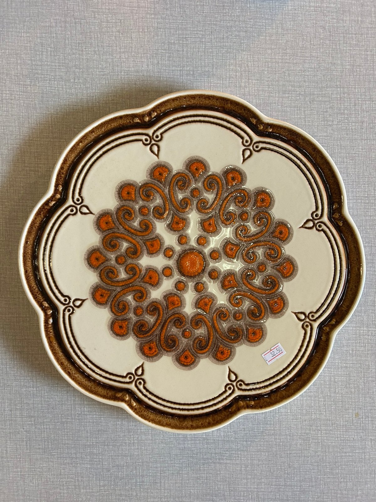 Vintage 70’s Herbollheim taart bord/ schaal , oranje, Verzamelen, Ophalen of Verzenden, Huis en Inrichting