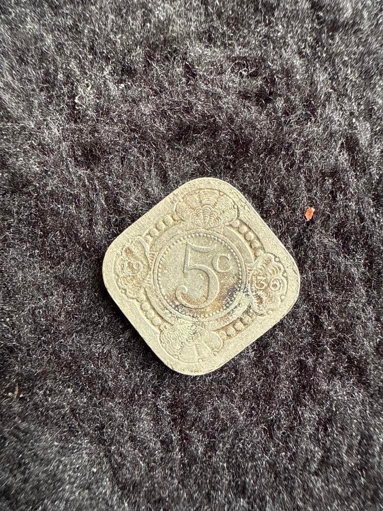 Zeldzame vierkante 5 cent munt Nederlands-Indië, Postzegels en Munten, Munten | Nederland, Ophalen of Verzenden, Koningin Wilhelmina