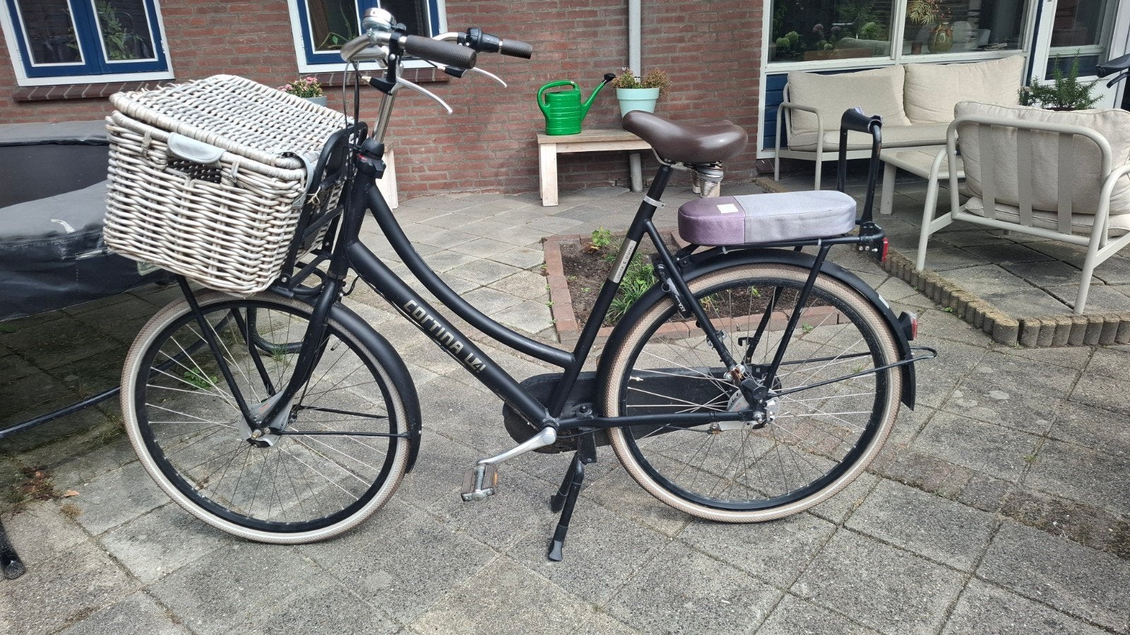 Dames Transportfiets (maat 61) Cortina met zitje en mand, Fietsen en Brommers, Ophalen, Gebruikt, Cortina U4 transportfiets, 56 cm of meer