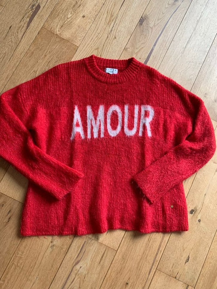 SUNCCOO Trui , wol en mohair ( zacht), Ophalen of Verzenden, Zo goed als nieuw, Maat 38/40 (M), Rood