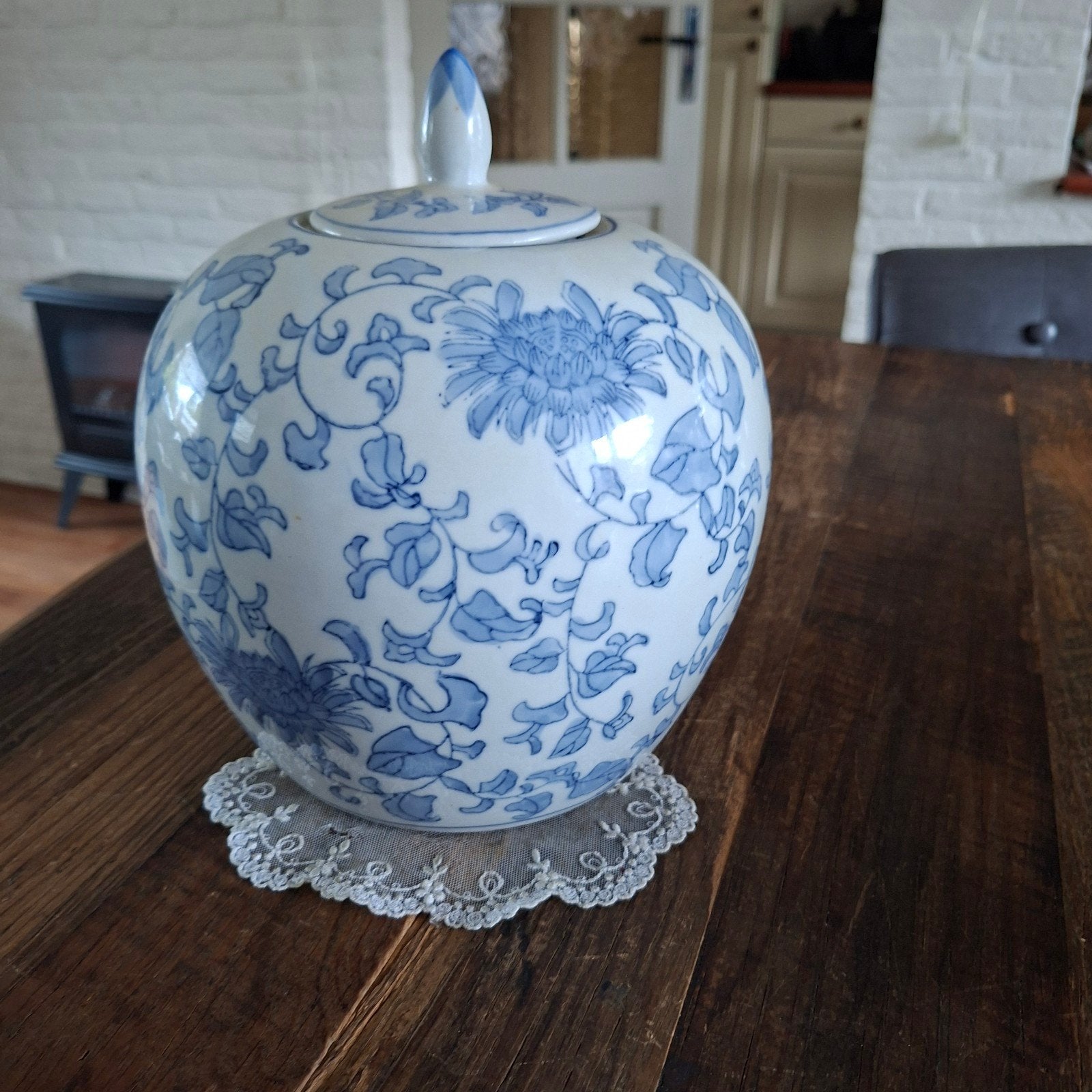 Chinese Gemberpot met Deksel Gemerkt  28 cm groot, Ophalen of Verzenden