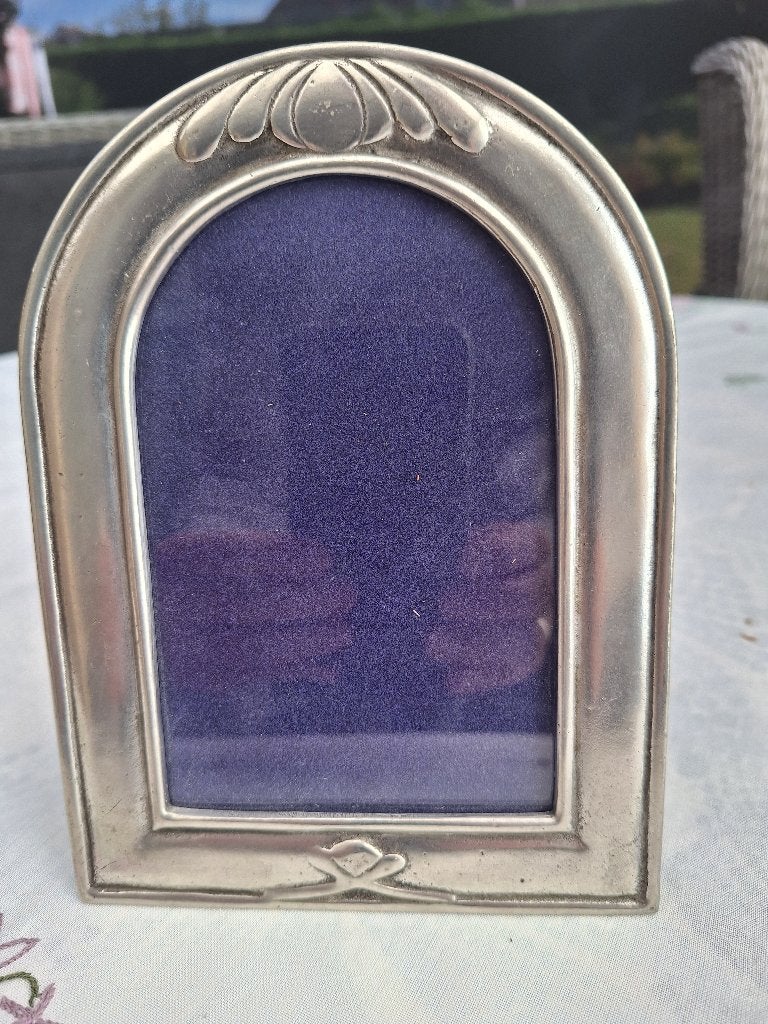 Vintage Art Nouveau/Art Deco fotolijst, 95% tin, Marinoni, 14 cm, 19 cm, Ophalen of Verzenden, Zo goed als nieuw