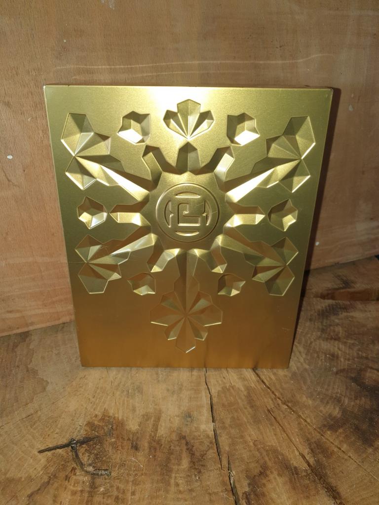 Gouden metalen blik met deksel, Ophalen of Verzenden, 50 tot 100 cm, Minder dan 50 cm, Minder dan 50 cm
