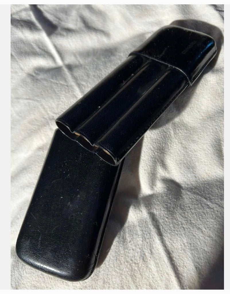 Vintage Sigaren houder zwart voor 3 sigaren 16,5 cm, Tabaksdoos of Verpakking, Gebruikt, Ophalen of Verzenden, X