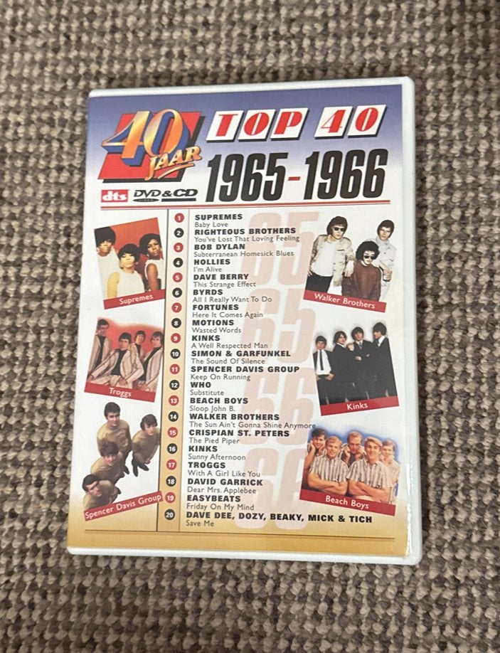 40 Jaar Top 40: 1965-1966 DVD & CD - Diverse Artiesten, Pop, Ophalen of Verzenden, Zo goed als nieuw, Verzamelalbum