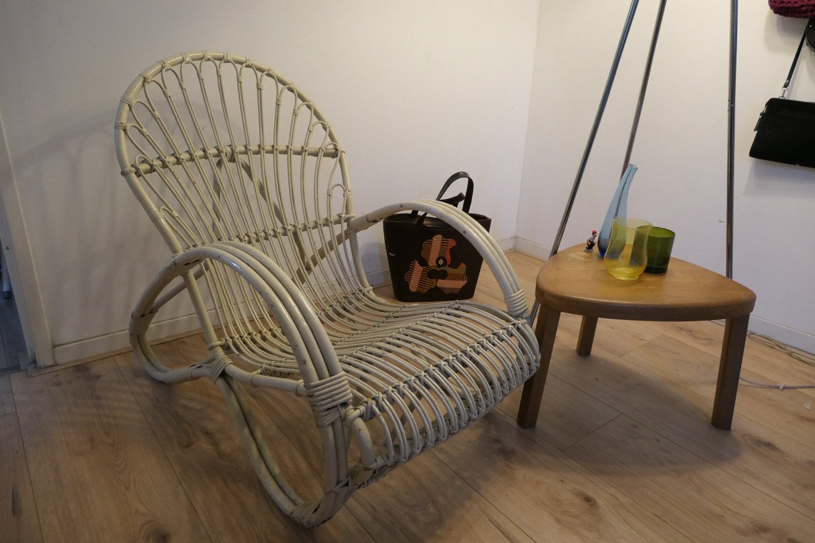 Rotan stoel, Huis en Inrichting, Ophalen, Gebruikt, Wit, Boho