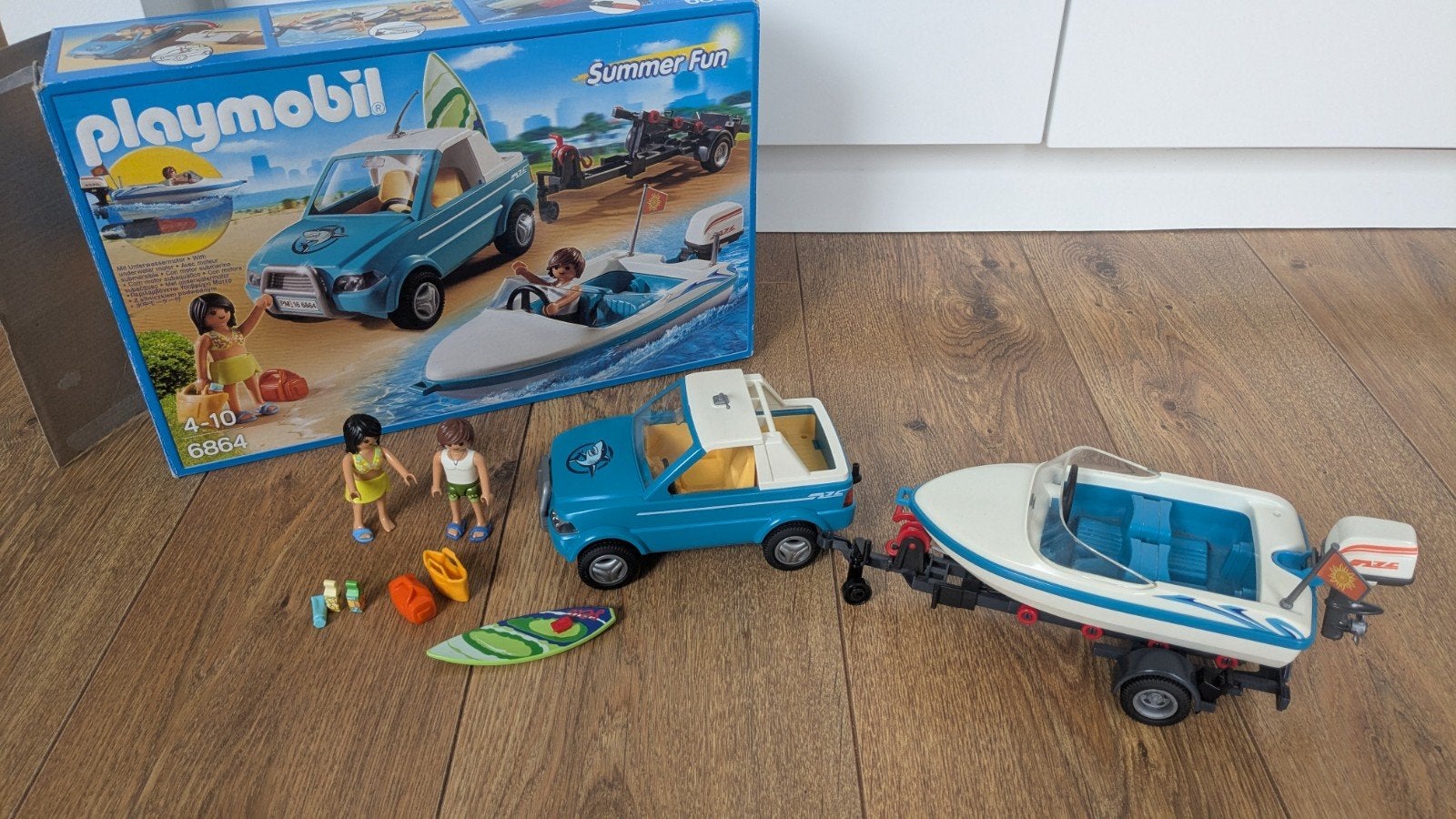 Playmobil Summer Fun 6864 Auto met boot en figuren, Gebruikt, Overige typen, Ophalen of Verzenden, Summer fun
