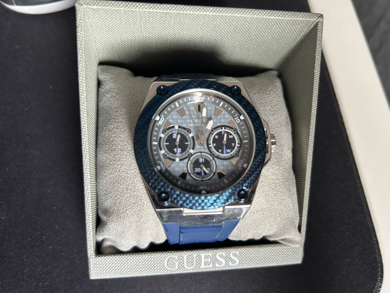Guess Herenhorloge - Blauw met Chronograaf, Overige merken, Staal, Polshorloge, Kunststof