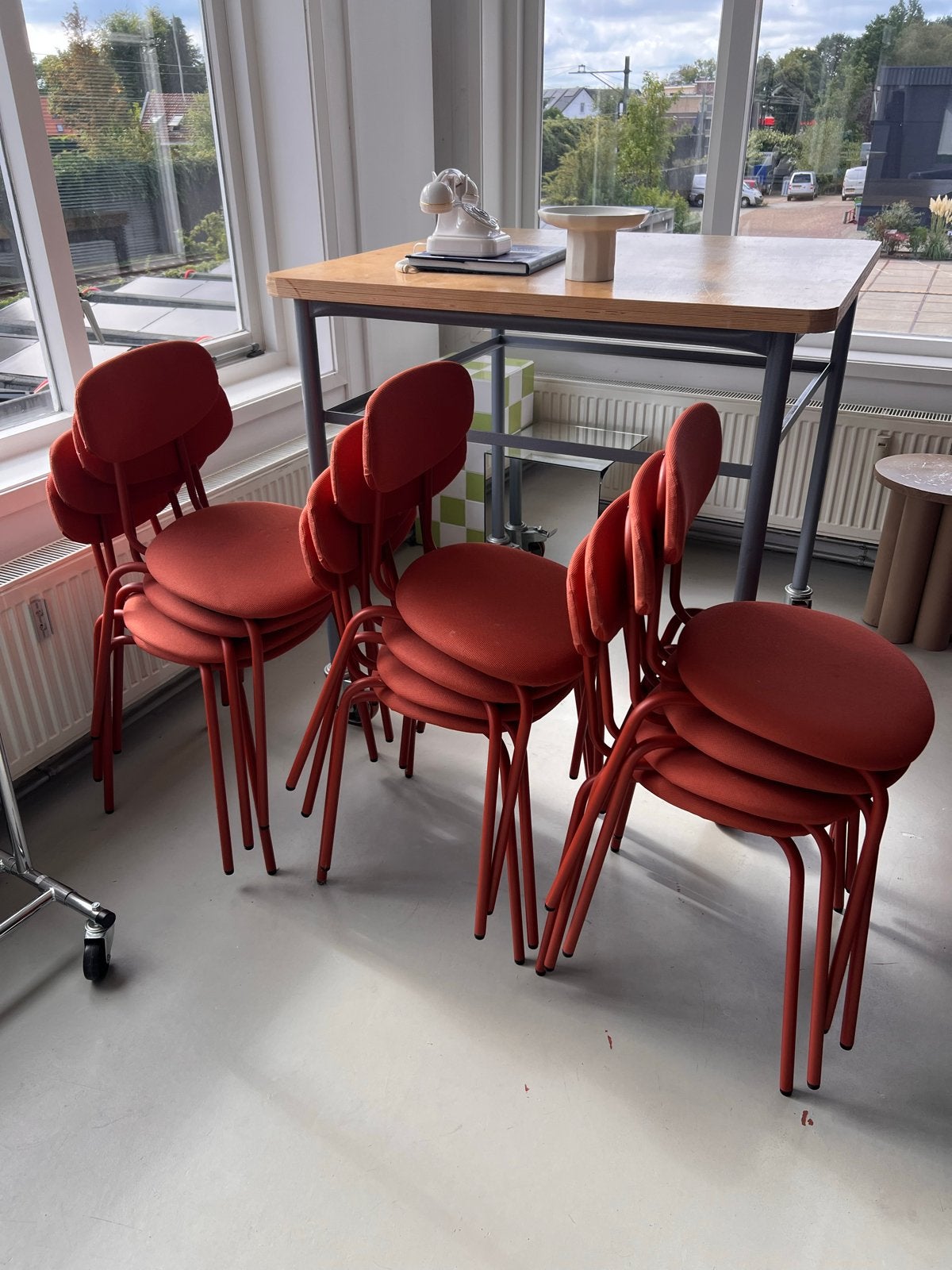 12x IKEA stoelen - Oranje/rood - Gebruikt, Ophalen, Gebruikt, Overige kleuren, Stof