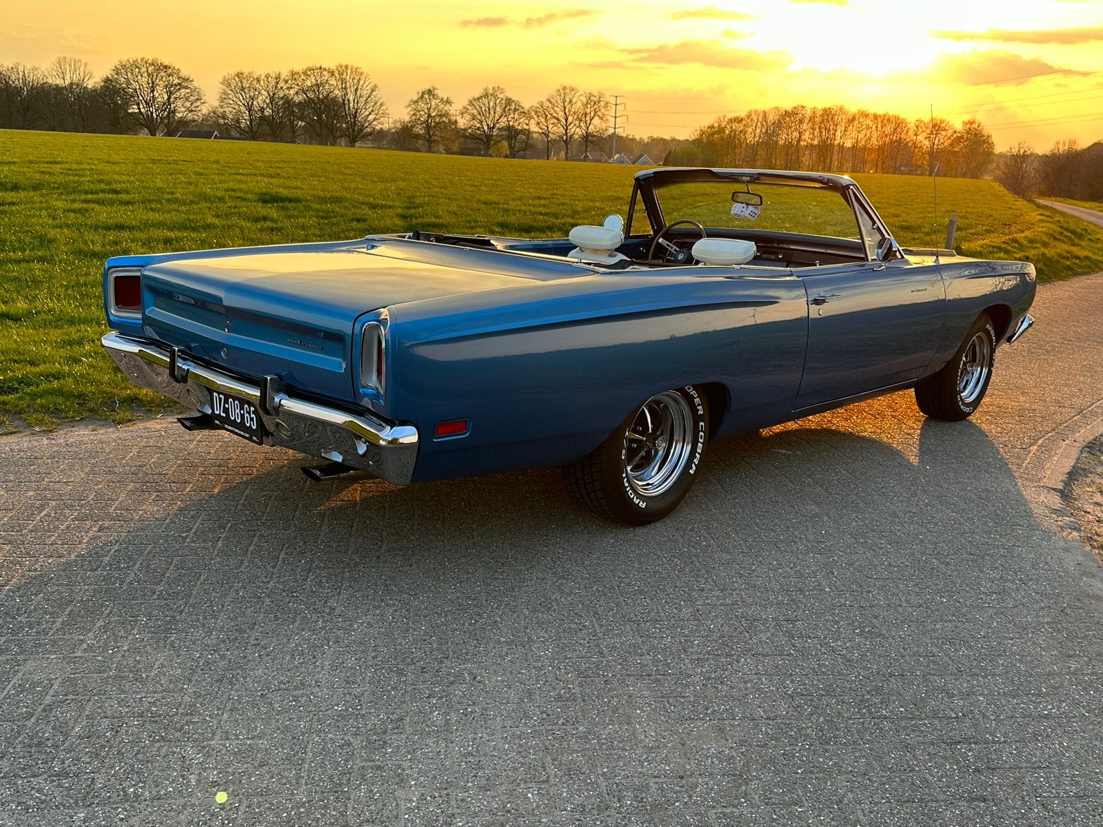 Plymouth Roadrunner 383 1969 Blauw cabrio, Auto's, Automaat, Achterwielaandrijving, 8 cilinders, Cabriolet
