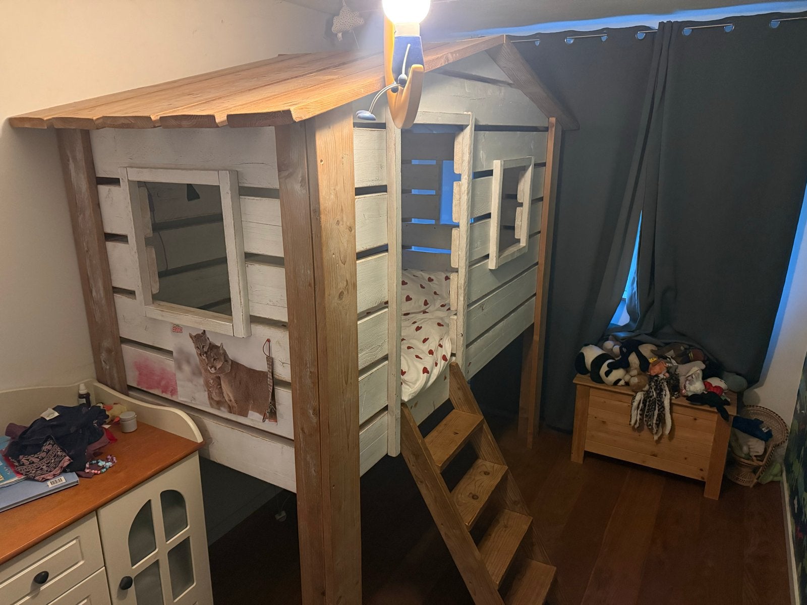 Mura Mura Houten Speelhuisbed / Hoogslaper voor Kinderen, Ophalen, Gebruikt, Eenpersoons, 200 cm