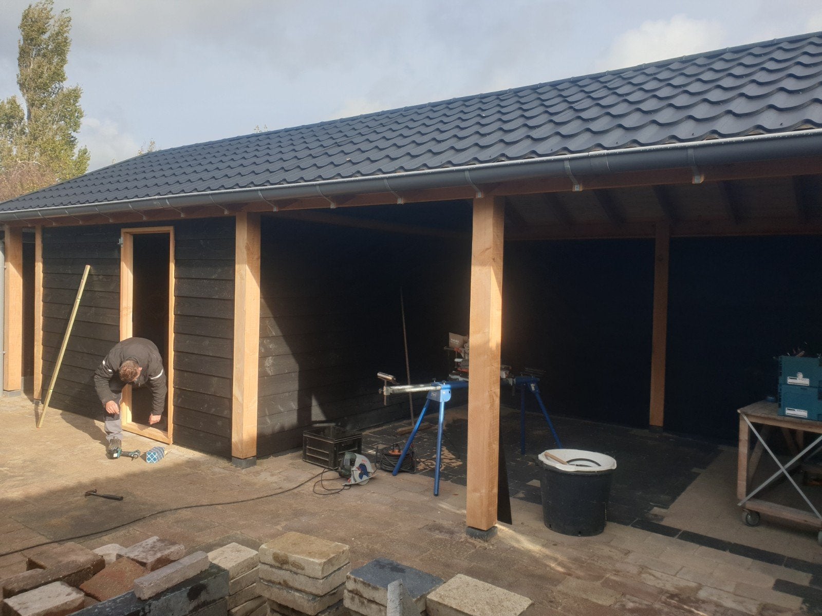 Carport, aanbouw/ overkapping geheel op maat gemaakt DOUGLAS, Ophalen, Nieuw, Hout, Overige typen