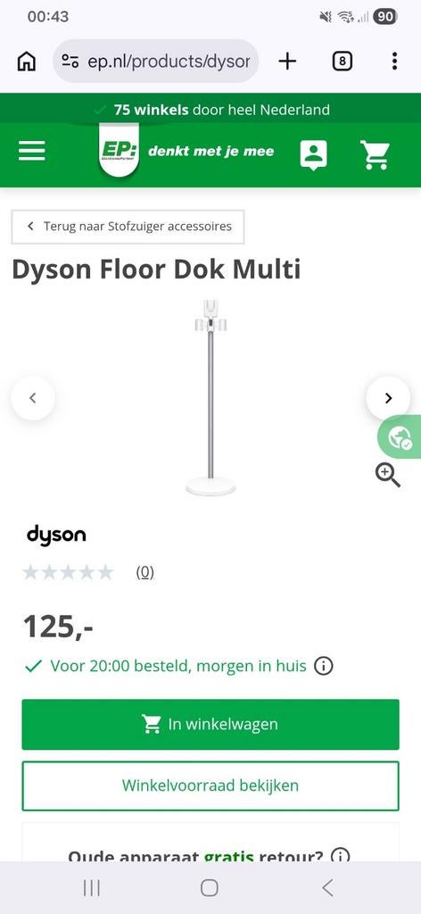 Dyson Floor Dok Multi - Oplaadstation voor steelstofzuiger, Ophalen of Verzenden, Zo goed als nieuw