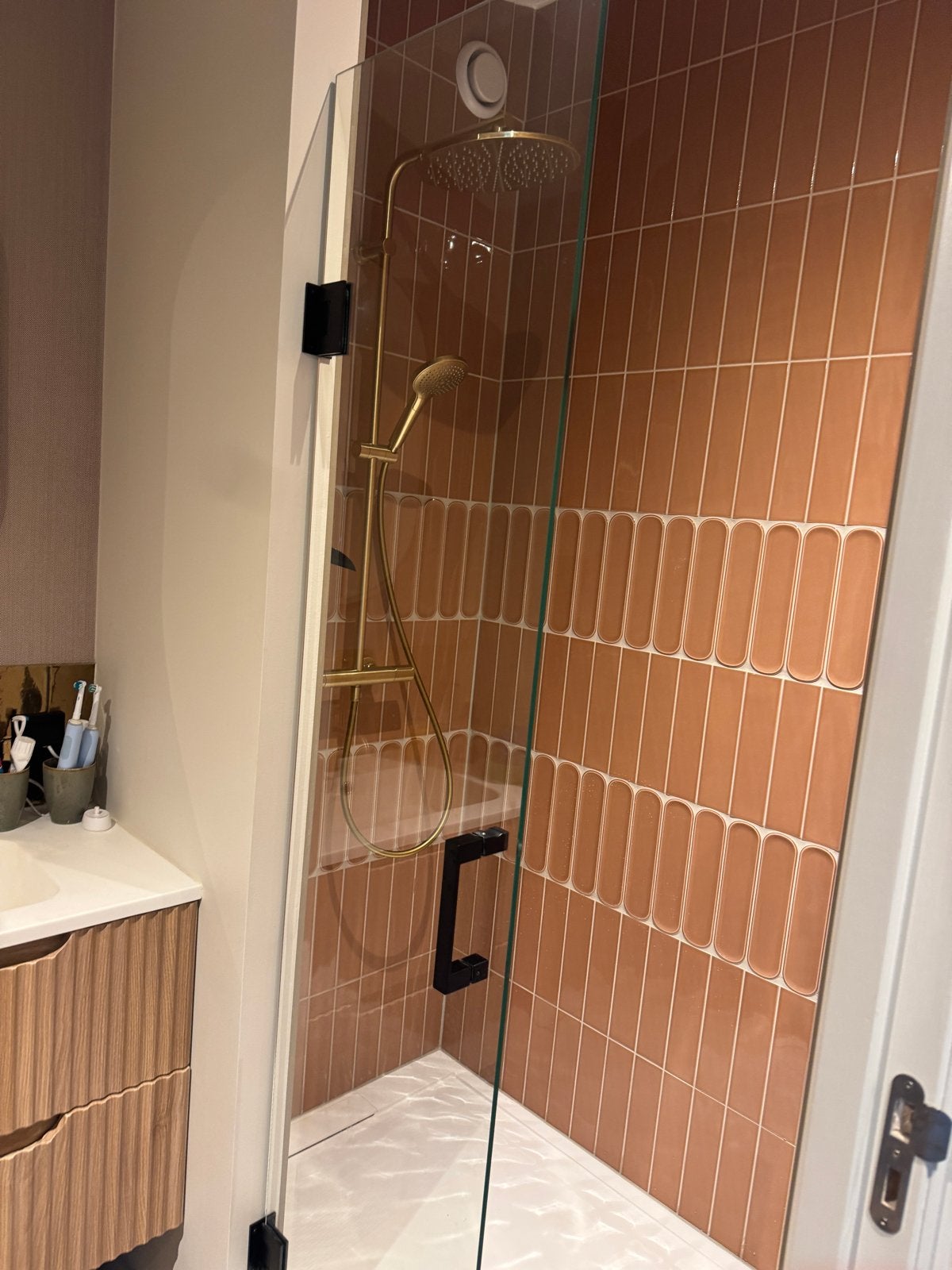 Moderne glazen douchewand/deur, Ophalen, Gebruikt, Glas, Douche
