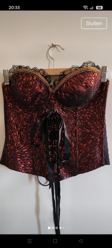 Burlesque Bustier Corset Top - Gothic Victoriaanse Look, Zwart, Maat 42/44 (L), Vaacodor, Nieuw