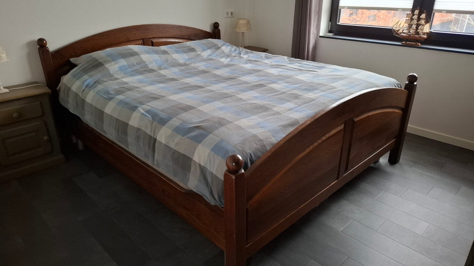 Eiken ledikant ombouw 180 x 210 cm, Ophalen, Gebruikt, Tweepersoons