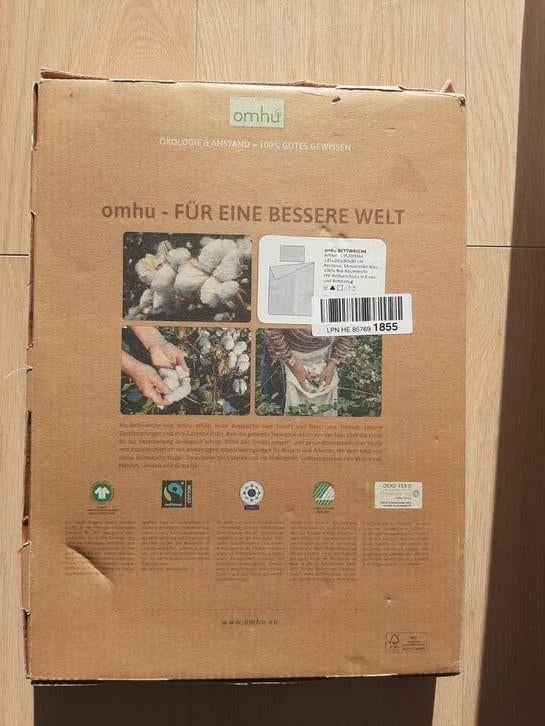 Omhu Biokatoen dekbedovertrek, blauw, 135x200/80x80 cm, Eenpersoons, Blauw, Dekbedovertrek, Nieuw