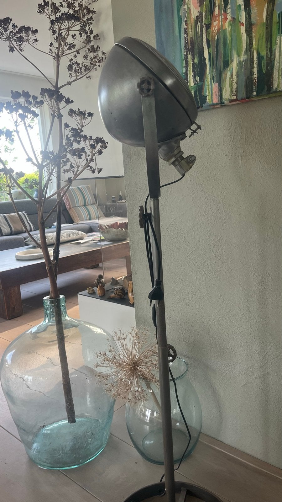 Retro Studiolamp in de vorm van een autokoplamp, Antiek en Kunst, Ophalen