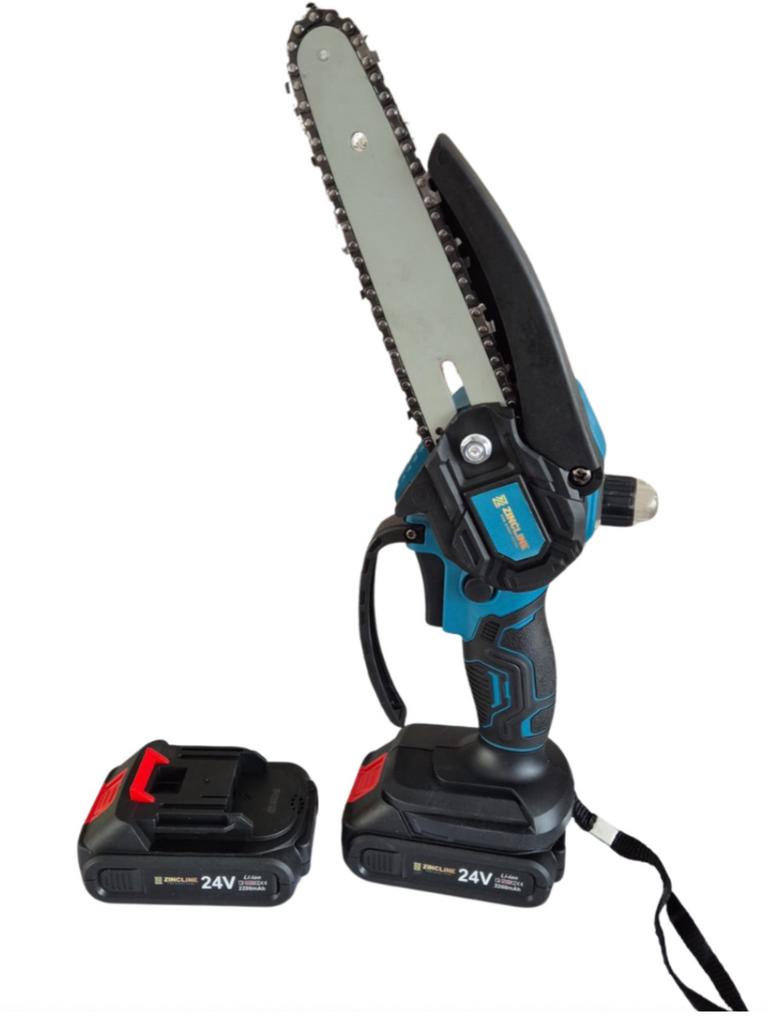 24 v mini kettingzaag met 2 accu,s zaaglengte 15 cm, Doe-het-zelf en Verbouw, Gereedschap | Zaagmachines, Ophalen of Verzenden