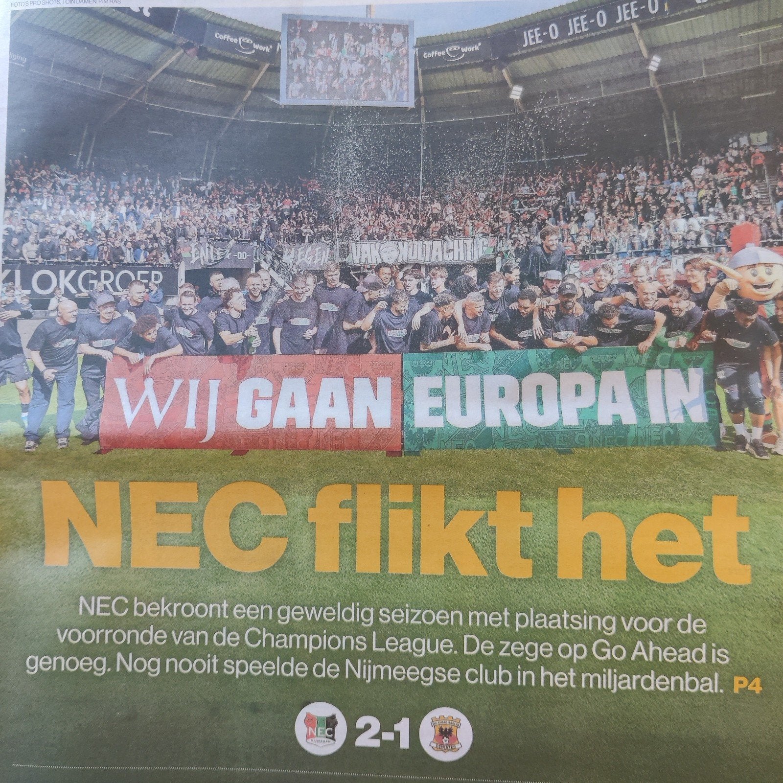 NEC flikt het / Neo Lebreton Krantenartikel, Verzamelen, Tijdschriften, Kranten en Knipsels, Ophalen of Verzenden, 1980 tot heden