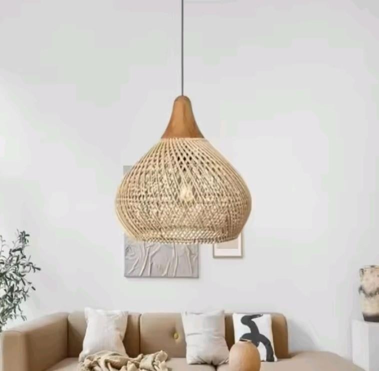 Rotan Hanglamp - Natuurlijke Sfeerverlichting, Bohemian, Scandinavisch, Natuurlijk, 50 tot 75 cm, Ophalen of Verzenden, Zo goed als nieuw