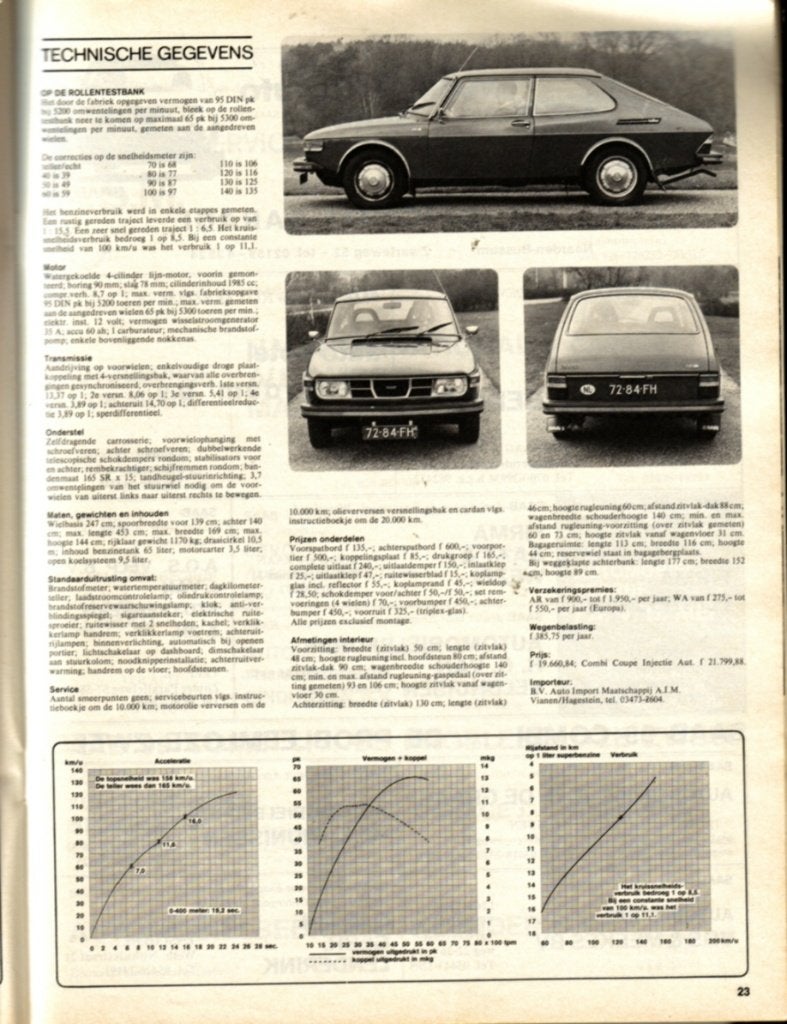 Autovisie test Saab Combi Coupe Maart 1974, Ophalen of Verzenden, Gelezen, Overige merken