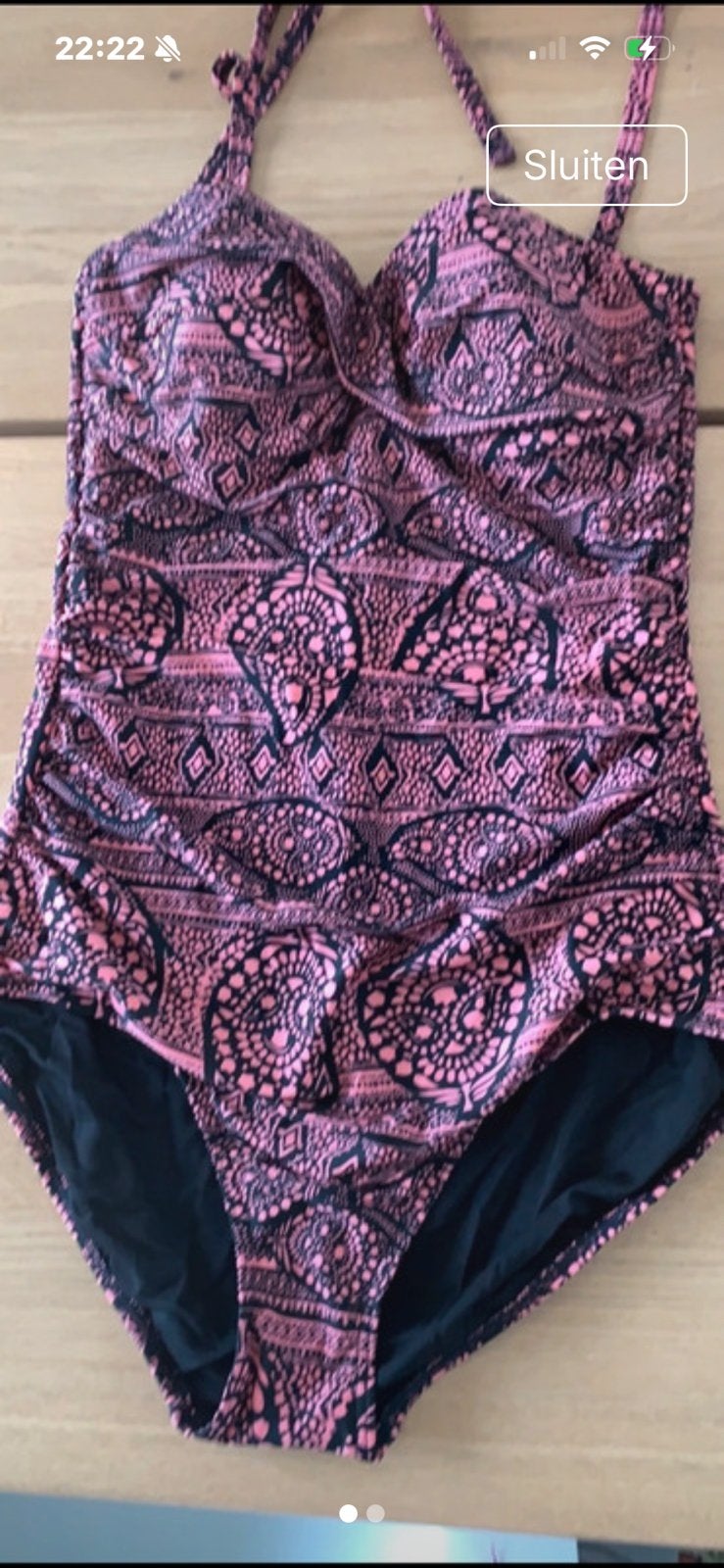 Beachwave strapless badpak 40CD zwart roze, mooi model, Ophalen of Verzenden, Nieuw, Zwart, Badpak