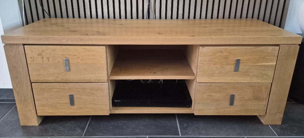 TV meubel, Ophalen, Gebruikt, 100 tot 150 cm, Eikenhout