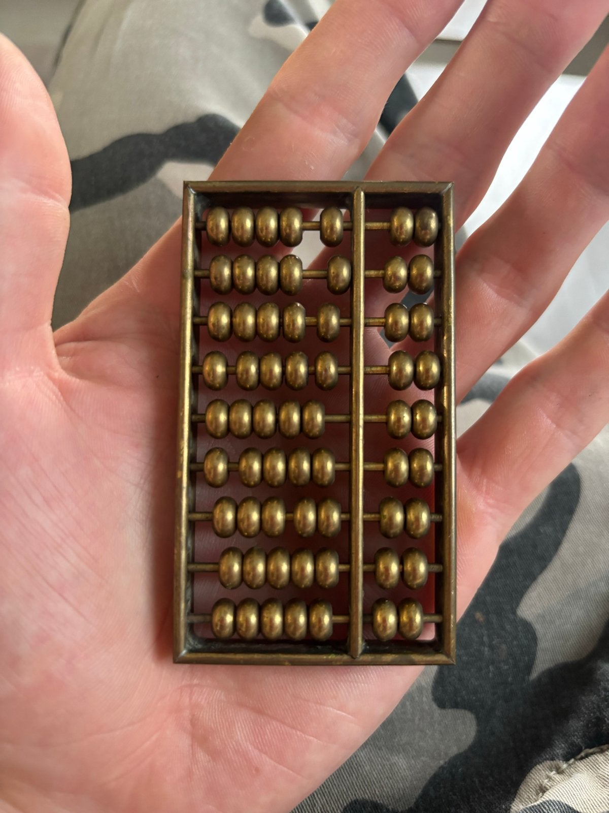 Miniatuur messing abacus - Vintage rekenhulpmiddel, Antiek en Kunst, Ophalen