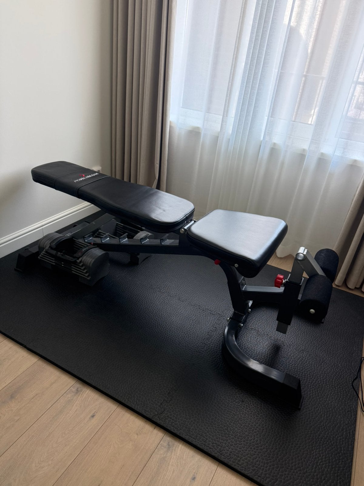 Home Gym - Powerblock Dumbbells - Power Bench - Vloermatten, Ophalen, Zo goed als nieuw, Fitnessbank