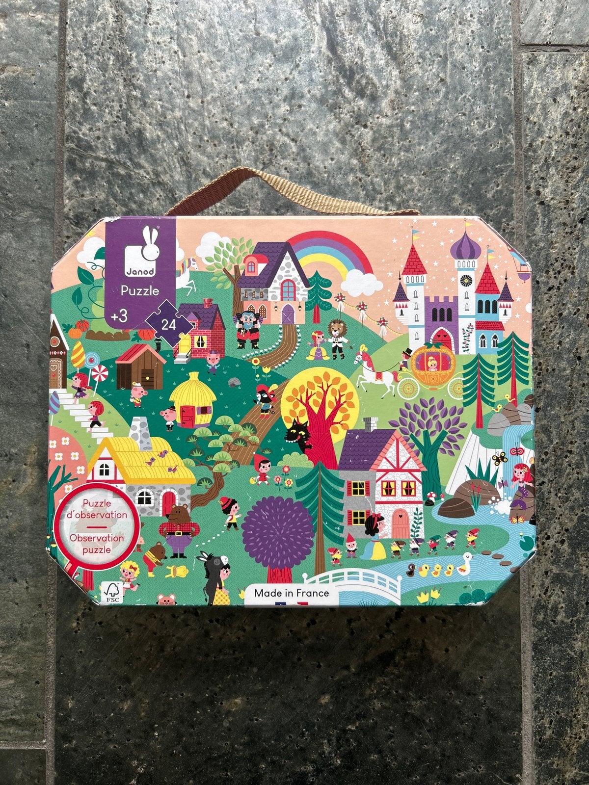 Janod Observatie Puzzel Sprookjesland 24 stukjes, Ophalen of Verzenden, 10 tot 50 stukjes, Gebruikt, 2 tot 4 jaar