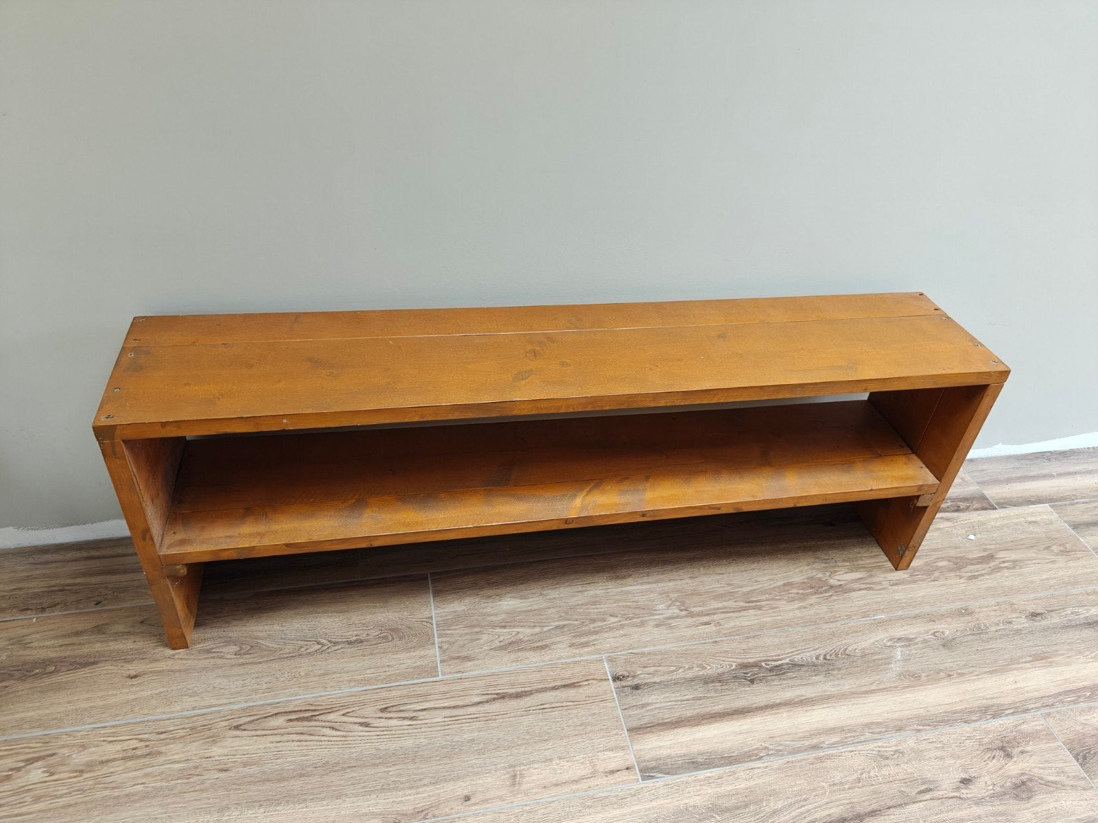 Houten bankje met opbergruimte voor schoenen, Gebruikt, Minder dan 75 cm, 150 tot 200 cm, Tweepersoons