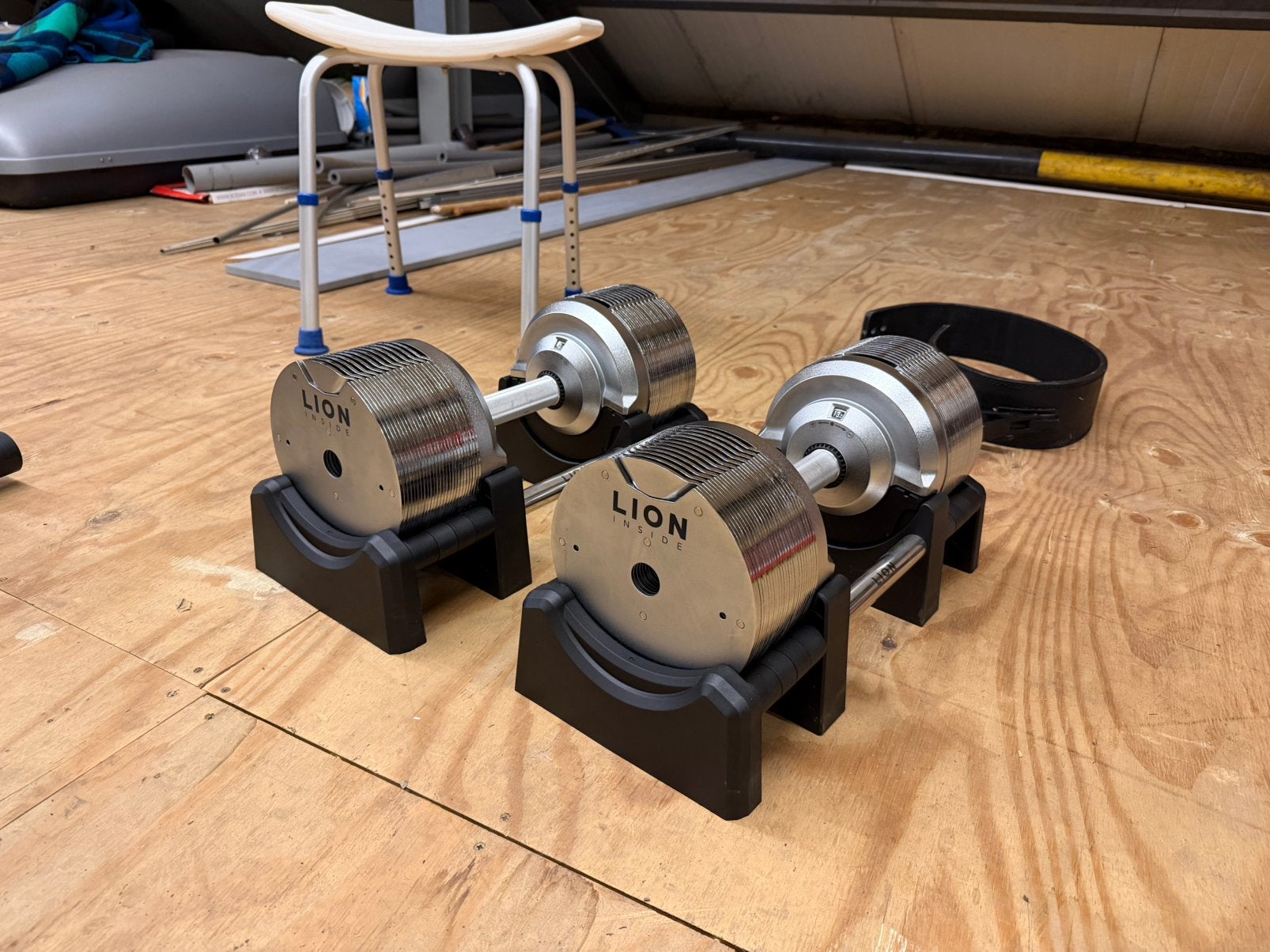Fitness set benchpress + Lion Dumbells, Ophalen, Zo goed als nieuw, Dumbbell