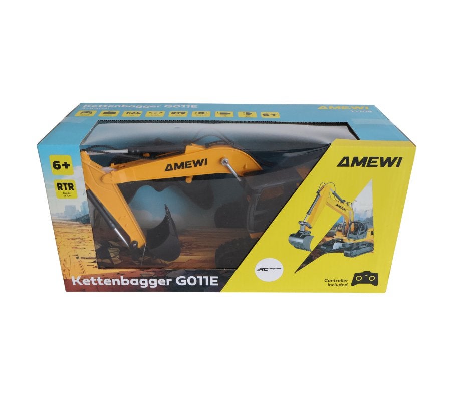 Amewi G011E Excavator 9-Channel 1/24 RTR 22708, Ophalen of Verzenden, Nieuw, Overige schalen, Auto onroad