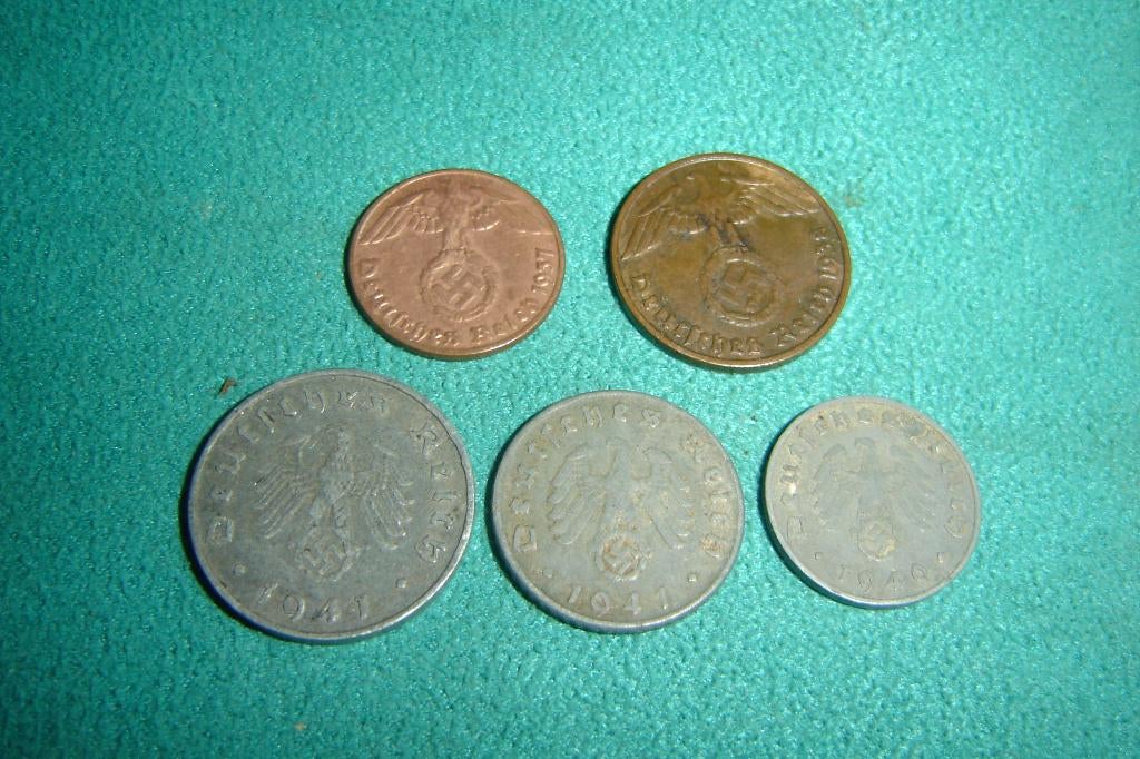Duits wo2 munt set 5 geld Duitse rijk oorlogsperiode, Verzamelen, Militaria | Tweede Wereldoorlog, Verzenden, Overige soorten