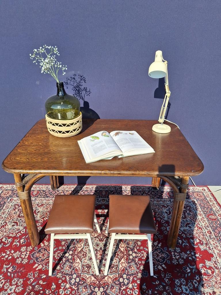 Vintage manou eettafel, tafel, bureau, jaren zeventig, Huis en Inrichting, Ophalen, Gebruikt, 100 tot 150 cm, Vintage