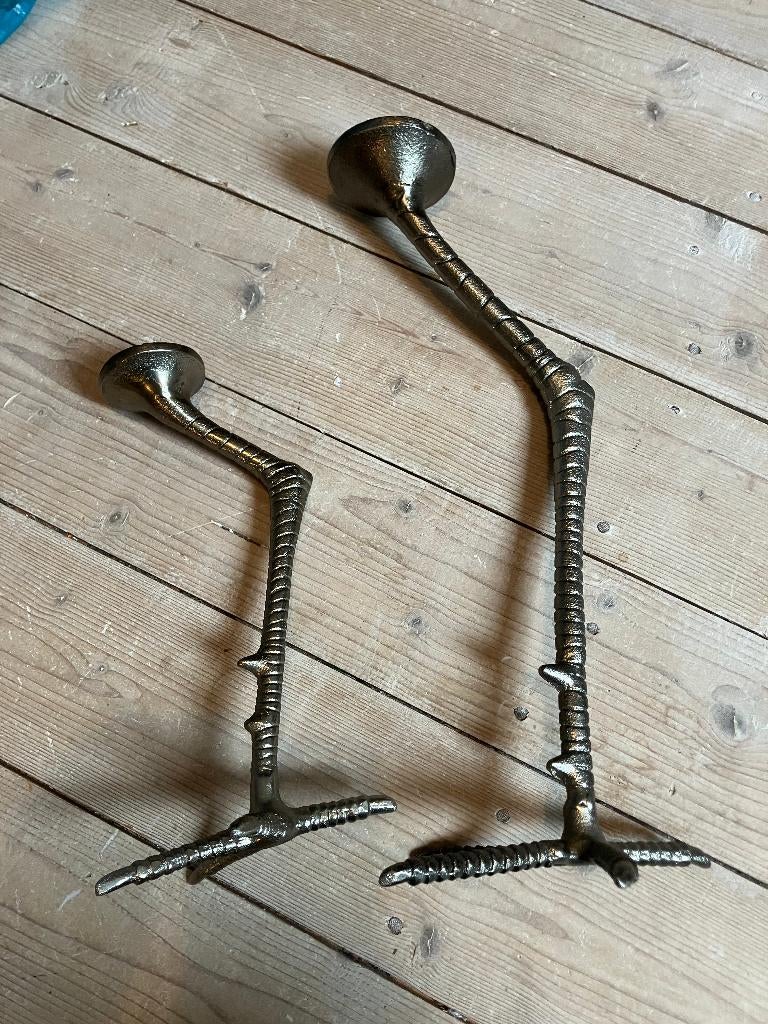 kandelaar Kippenpoten vogelpoot kandelaars metaal, 25 tot 50 cm, Beige, Ophalen of Verzenden, Zo goed als nieuw