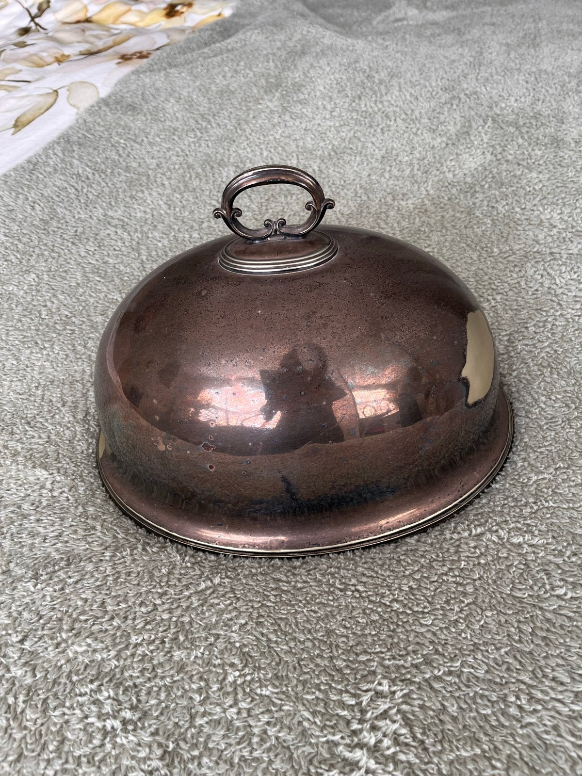 Verzilverde Cloche - 31x24 cm - Vintage met slijtage, Antiek en Kunst, Ophalen of Verzenden, Zilver