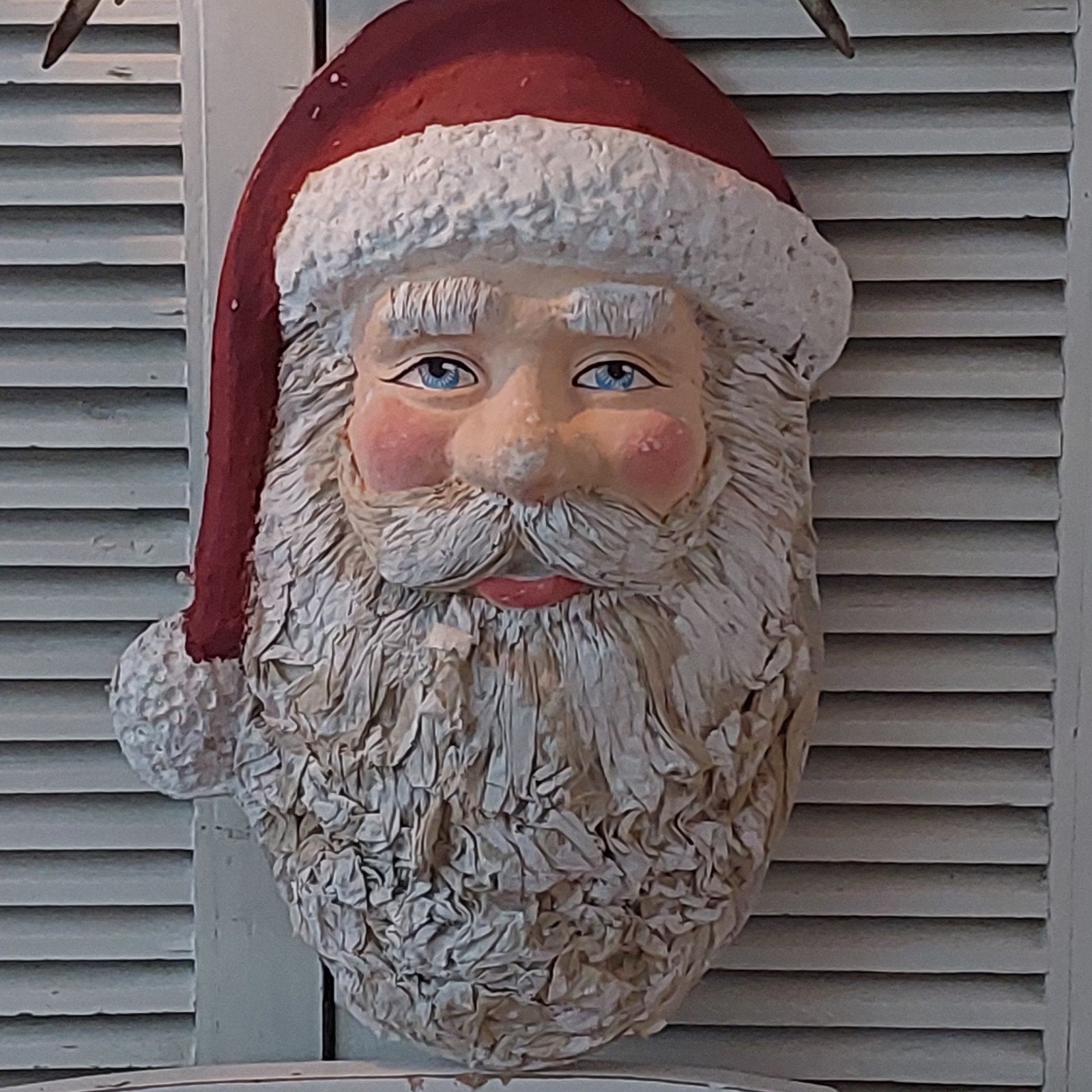 oude kerst/handgemaakt vintage papier maché kerstmanhoofd, Diversen, Kerst, Ophalen of Verzenden