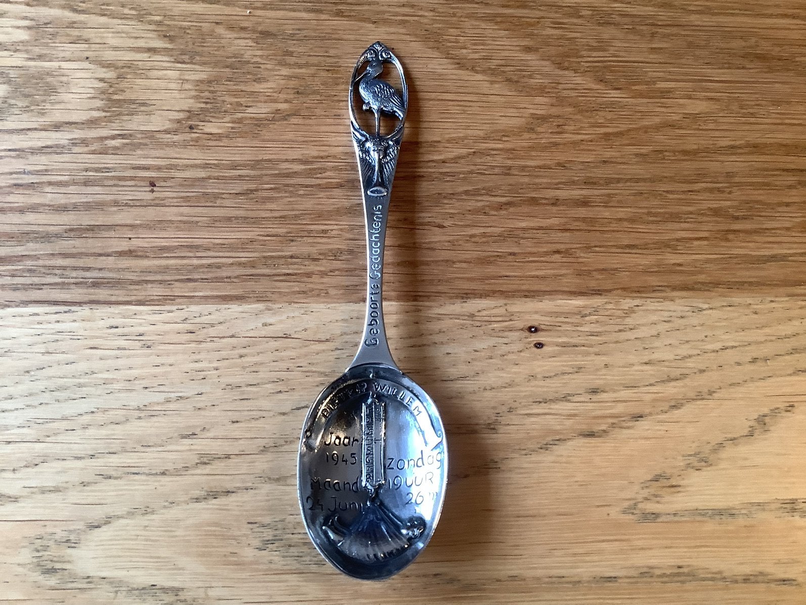 Geboorte lepel heel apart echt zilver, Ophalen of Verzenden, Zilver