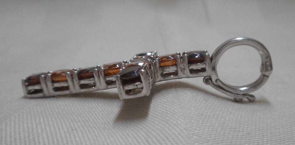 Prachtige zilveren kruis hanger met stenen nr.2193, Verzenden, Zo goed als nieuw, Kruis of Symbool, Zilver