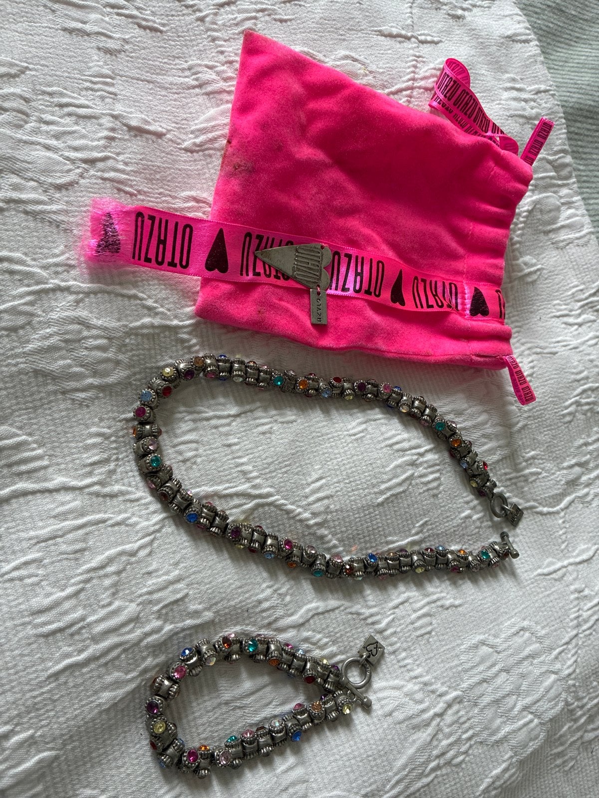 Otazu vintage ketting en armband met swarovski kristallen, Overige materialen, Gebruikt, Overige kleuren, Ophalen