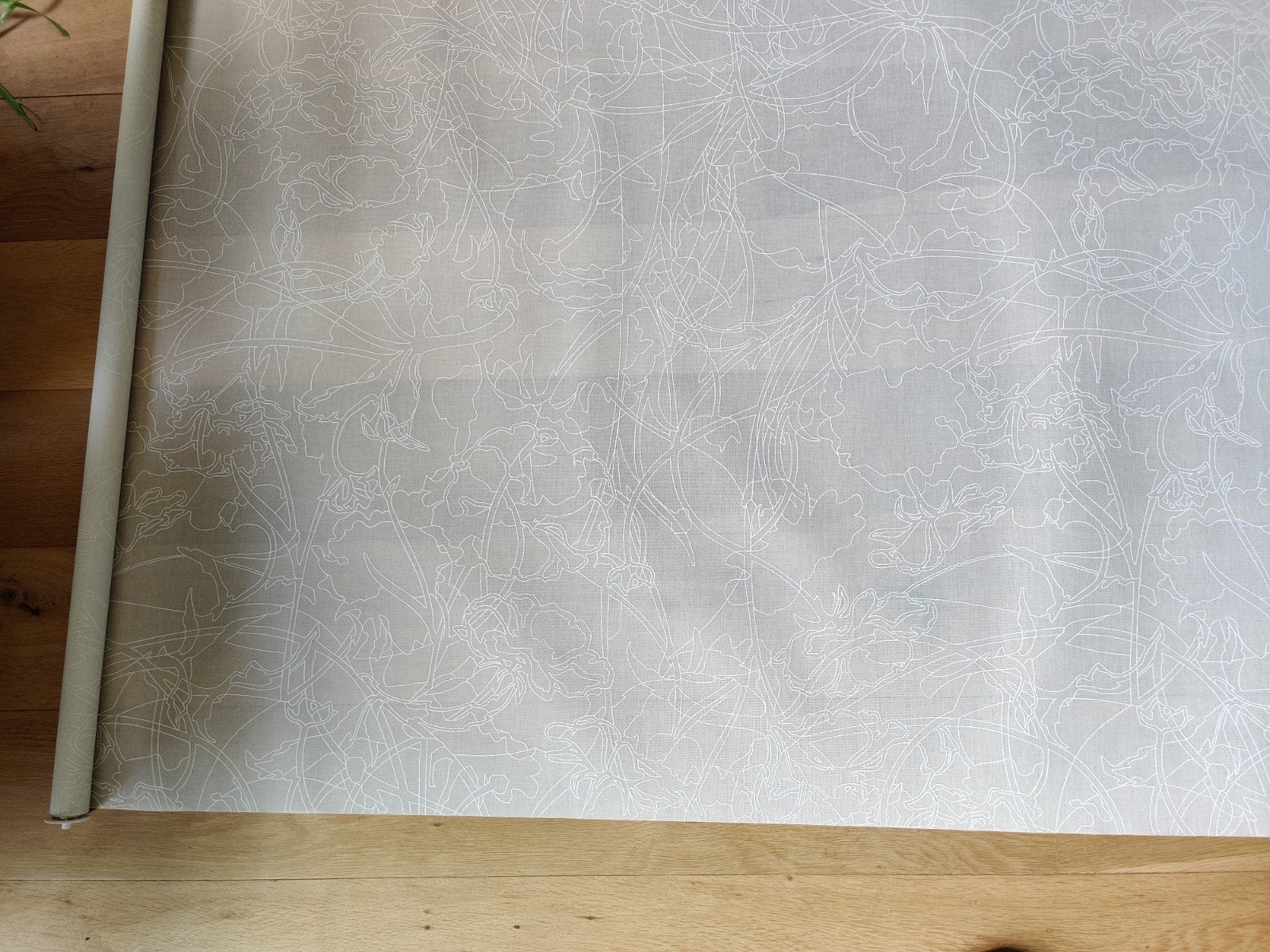 Rolgordijn wit bloemenpatroon 145x210, Ophalen, Gebruikt, Rechthoekig, 200 cm of meer