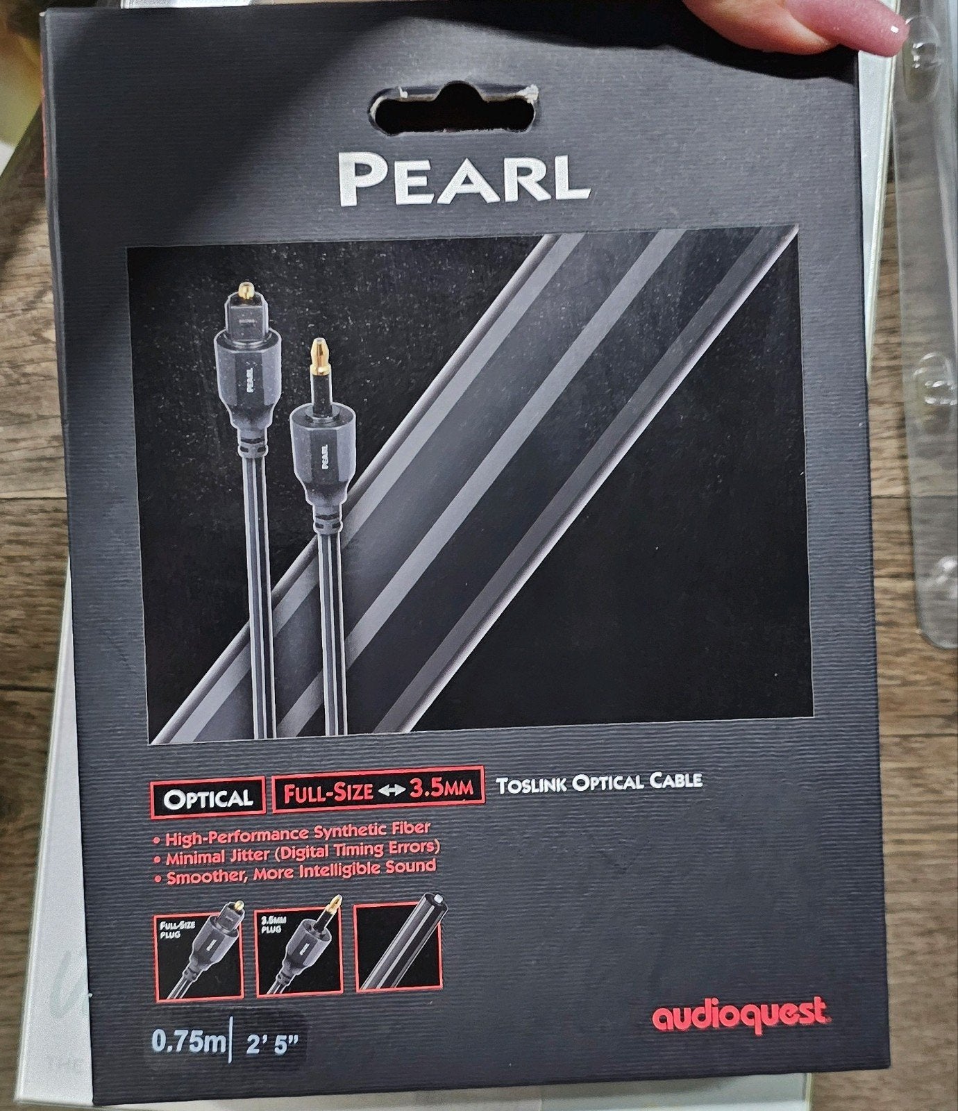 AudioQuest Pearl Toslink Optische Kabel 0.75m, Audio, Tv en Foto, Audiokabels en Televisiekabels, Ophalen of Verzenden, Nieuw
