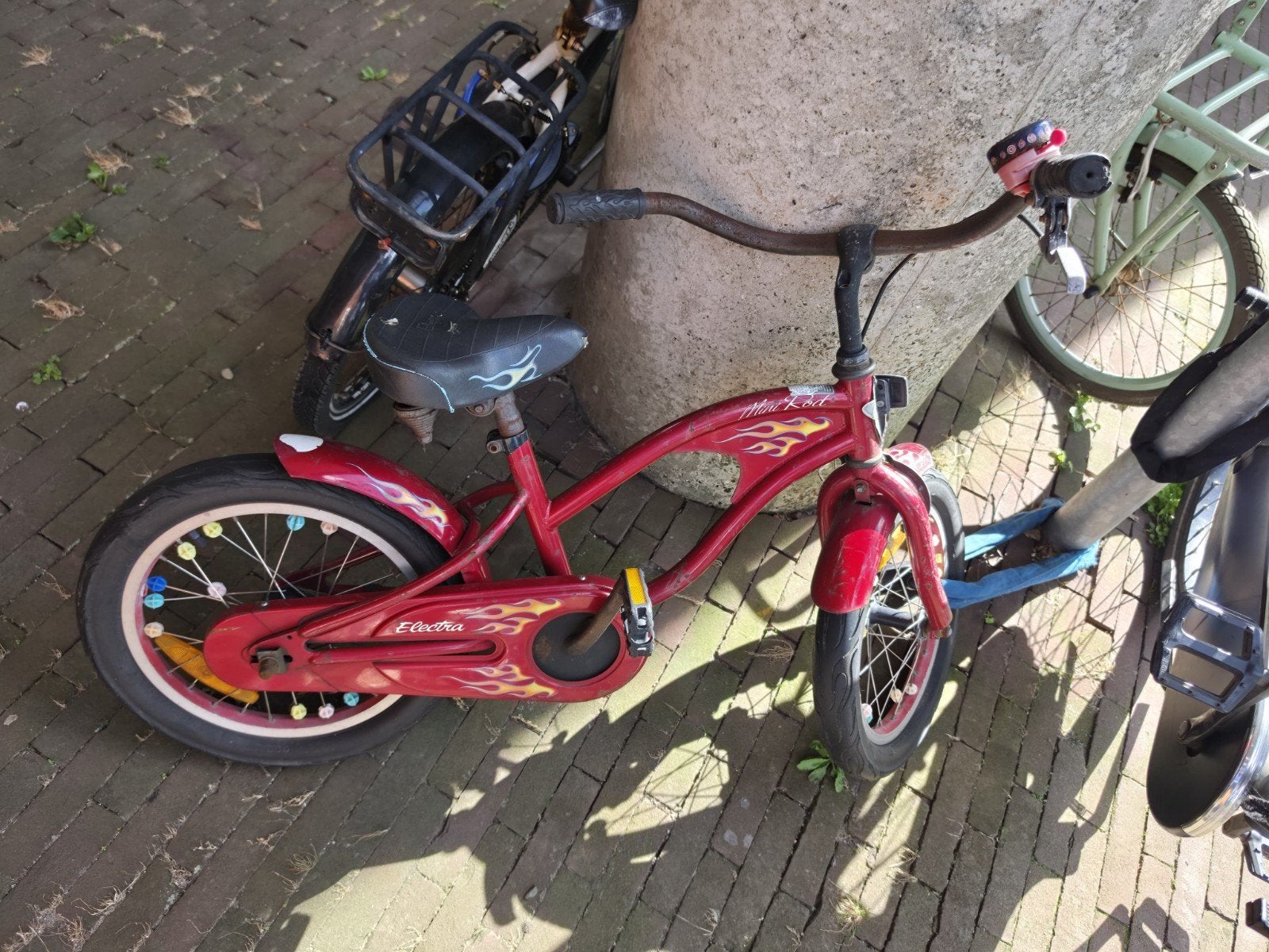 Electra Mini Rod Kinderfiets - Rood met vlammen, Terugtraprem, Ophalen of Verzenden, Electra, 16 tot 20 inch