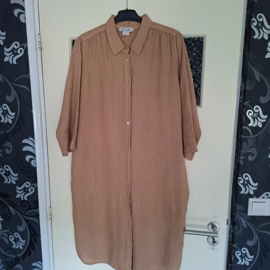 Bellamy Linnen Jurk/Tuniek - Beige - Maat M, Kleding | Dames, Jurken, Nieuw, Maat 46/48 (XL) of groter, Beige, Boven de knie, Ophalen of Verzenden